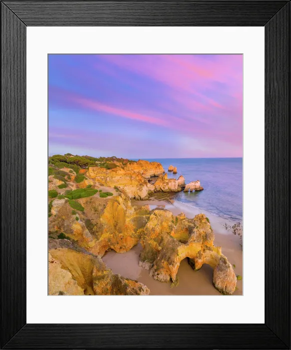 Framed Print : Portugal, Algarve, Alvor, Prainha overview at dusk Framed Print : Portugal, Algarve, Alvor, Prainha overview at dusk