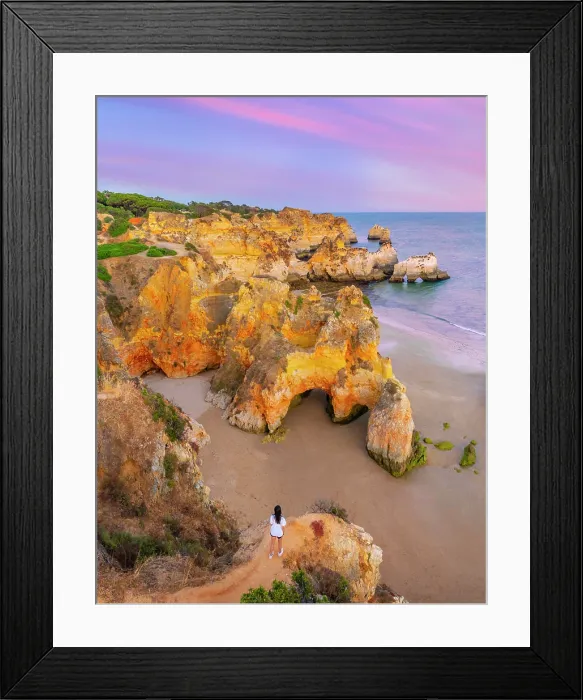 Framed Print : Portugal, Algarve, Alvor, Prainha overview at dusk (MR) Framed Print : Portugal, Algarve, Alvor, Prainha overview at dusk (MR)