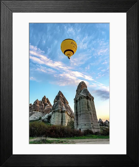 Framed Print : Hot air balloon rising over Love Valley, Goreme National Park, Cappadocia, Central Anatolia, Turkey Framed Print : Hot air balloon rising over Love Valley, Goreme National Park, Cappadocia, Central Anatolia, Turkey