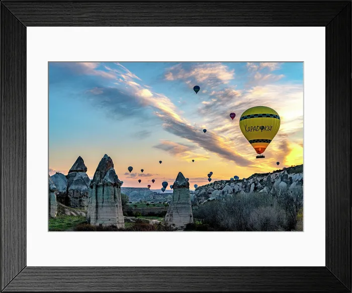 Framed Print : Tourists on hot air balloons above fairy chimneys, Love Valley, Goreme National Park, Cappadocia, Central Anatolia, Turkey Framed Print : Tourists on hot air balloons above fairy chimneys, Love Valley, Goreme National Park, Cappadocia, Central Anatolia, Turkey