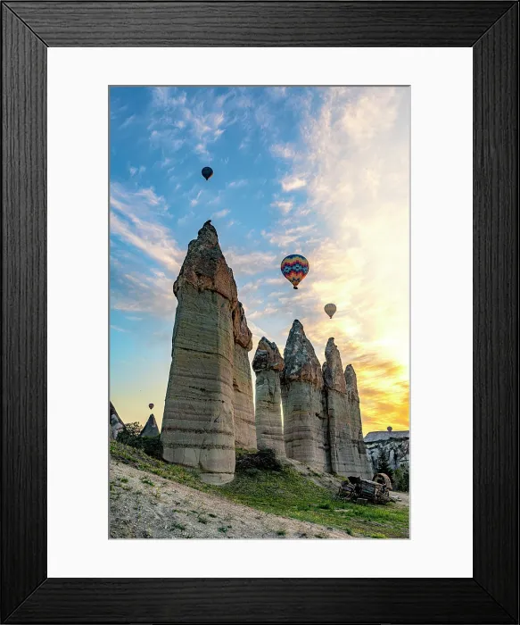 Framed Print : Hot air balloon over fairy chimneys, Love Valley, Goreme National Park, Cappadocia, Central Anatolia, Turkey Framed Print : Hot air balloon over fairy chimneys, Love Valley, Goreme National Park, Cappadocia, Central Anatolia, Turkey
