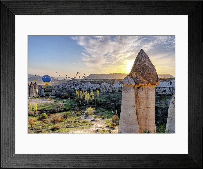 Framed Print : Hot air balloons in the sunrise sky, Love Valley, Goreme National Park, Cappadocia, Central Anatolia, Turkey Framed Print : Hot air balloons in the sunrise sky, Love Valley, Goreme National Park, Cappadocia, Central Anatolia, Turkey