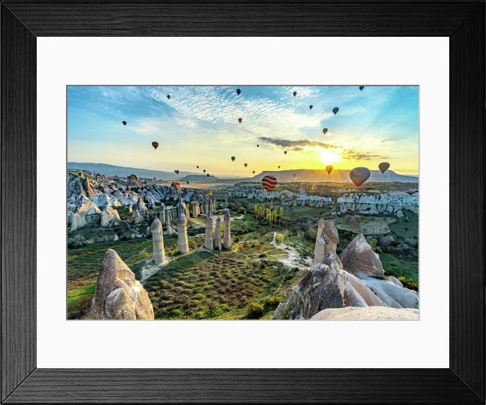 Framed Print : Hot air balloons rising above fairy chimneys at dawn, Love Valley, Goreme National Park, Cappadocia, Central Anatolia, Turkey Framed Print : Hot air balloons rising above fairy chimneys at dawn, Love Valley, Goreme National Park, Cappadocia, Central Anatolia, Turkey