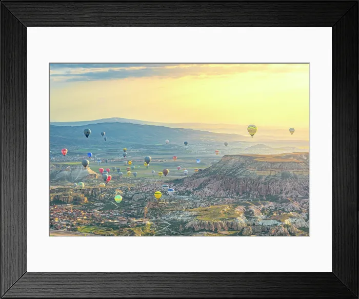 Framed Print : Hot air balloons over Cappadocia at a misty sunrise, Nevsehir Province, Central Anatolia, Turkey Framed Print : Hot air balloons over Cappadocia at a misty sunrise, Nevsehir Province, Central Anatolia, Turkey