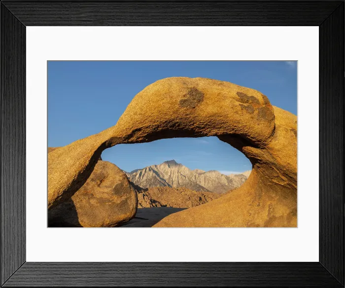 Framed Print : View to Lone Pine Peak through Mobius Arch in the Alabama Hills, California, USA. Summer (August) 2025 Framed Print : View to Lone Pine Peak through Mobius Arch in the Alabama Hills, California, USA. Summer (August) 2025