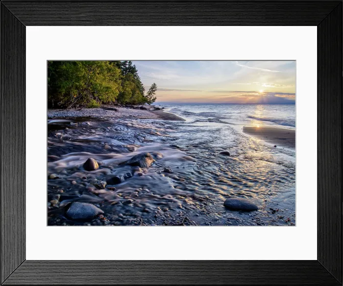Framed Print : USA, Michigan, Great Lakes, Upper Peninsula, Ontonago, Munising, Pictured Rocks National Lakeshore, Hurricane river sunset Framed Print : USA, Michigan, Great Lakes, Upper Peninsula, Ontonago, Munising, Pictured Rocks National Lakeshore, Hurricane river sunset