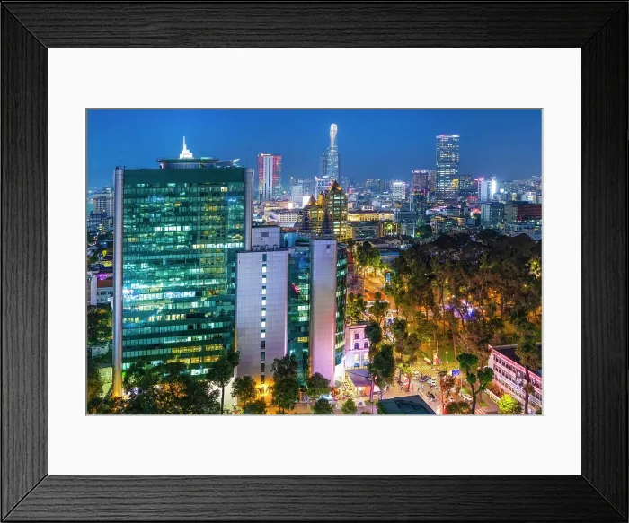 Framed Print : View of the Ho Chi Minh City skyline at dusk, South Vietnam, Asia Framed Print : View of the Ho Chi Minh City skyline at dusk, South Vietnam, Asia