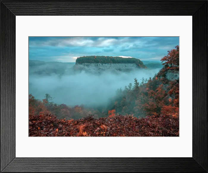 Framed Print : USA, New York, Upstate, Livingston and Wyoming Counties, Letchworth State Park, fog Framed Print : USA, New York, Upstate, Livingston and Wyoming Counties, Letchworth State Park, fog