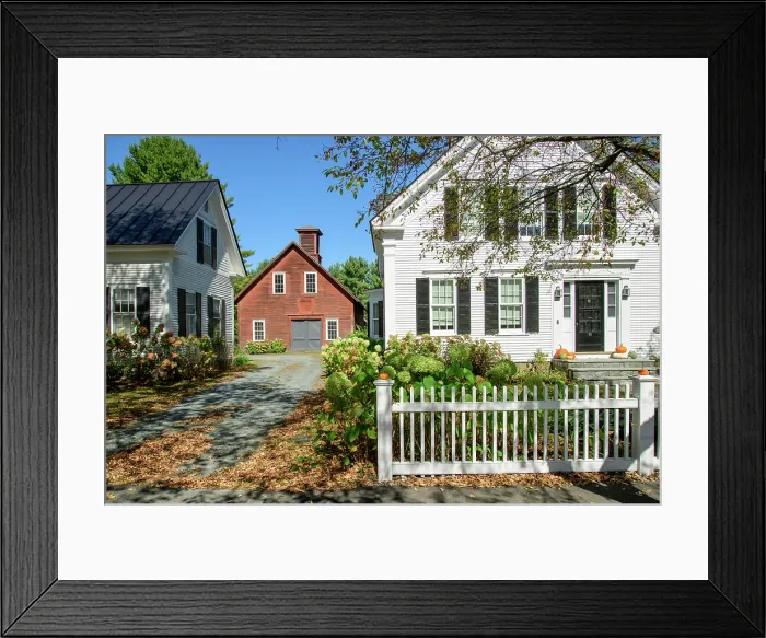 Framed Print : USA, New England, Vermont, Windsor County, Woodstock, white picked fence Framed Print : USA, New England, Vermont, Windsor County, Woodstock, white picked fence