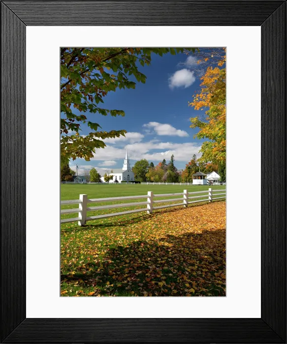 Framed Print : USA, New England, Vermont, Picket fence surrounding the playing field in Craftsbury Common in the fall Framed Print : USA, New England, Vermont, Picket fence surrounding the playing field in Craftsbury Common in the fall