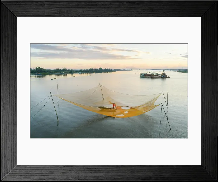Framed Print : Local fisherman checking his net, Cua Dai village, near Hoi An, Central Vietnam, Asia Framed Print : Local fisherman checking his net, Cua Dai village, near Hoi An, Central Vietnam, Asia