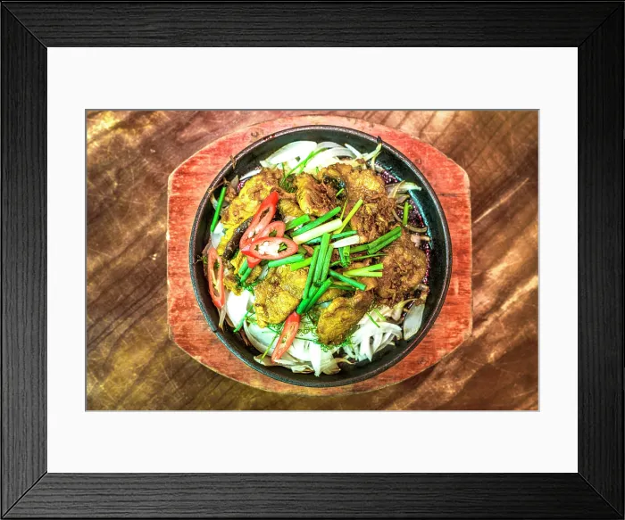 Framed Print : Cha Ca La Vong specialty made of grilled fish with turmeric and herbs, Vietnam Framed Print : Cha Ca La Vong specialty made of grilled fish with turmeric and herbs, Vietnam