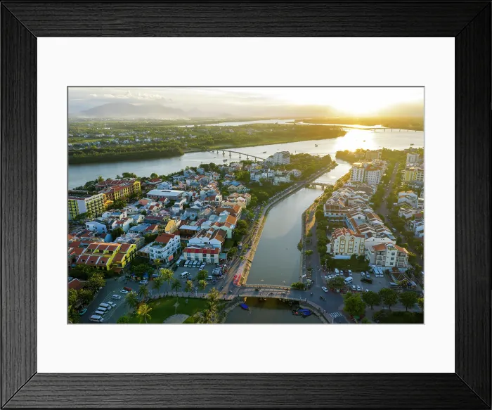 Framed Print : Aerial view of Hoi An at sunset, Hoi An, Central Vietnam, Asia
