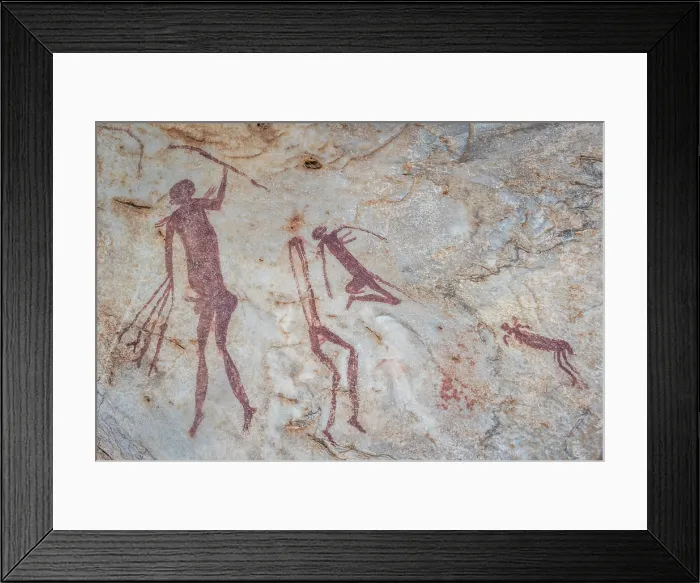 Framed Print : africa, Zimbabwe, Chimanimani Mountains. San Rock paintings in a cave