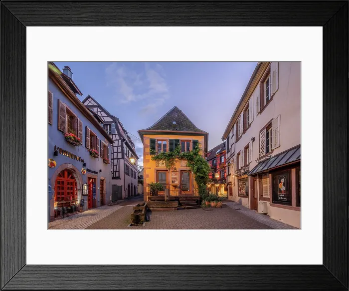 Framed Print : Ribeauville at dusk, Alsace, Alsace Wine Road, Haut-Rhin, Grand Est, France
