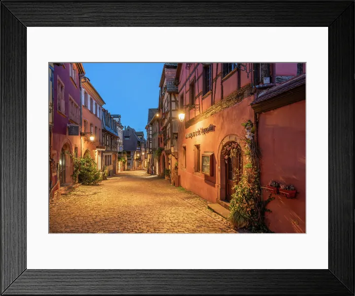 Framed Print : Riquewihr at dusk, Alsace, Alsace Wine Road, Haut-Rhin, Grand Est, France Framed Print : Riquewihr at dusk, Alsace, Alsace Wine Road, Haut-Rhin, Grand Est, France