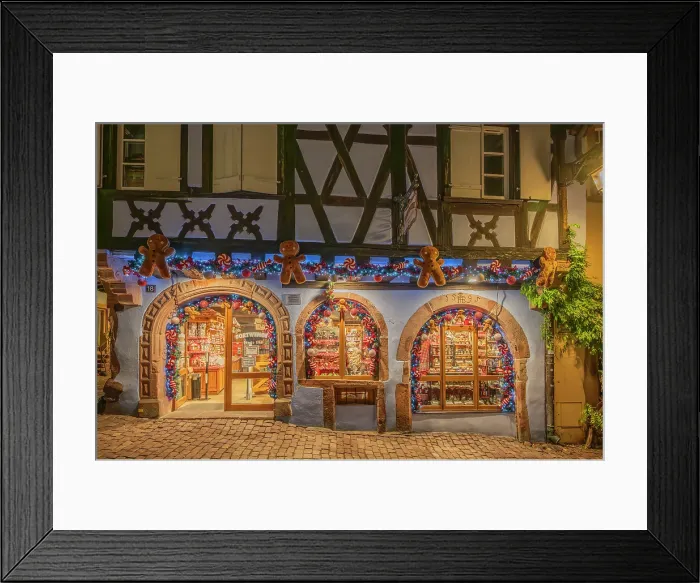 Framed Print : Riquewihr at dusk, Alsace, Alsace Wine Road, Haut-Rhin, Grand Est, France