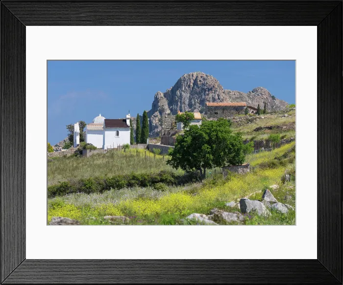 Framed Print : Europe, France Corsica, Corse Haute-Corse, Balagne, The chapel near Sant'Antonino in spring