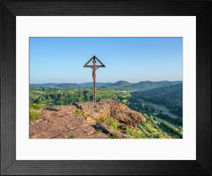 Framed Print : Wachtfelsen above Wernersberg in the evening light, Palatinate Forest, Wasgau, Rhineland-Palatinate, Germany Framed Print : Wachtfelsen above Wernersberg in the evening light, Palatinate Forest, Wasgau, Rhineland-Palatinate, Germany