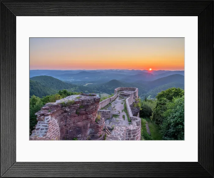 Framed Print : Sunrise above Wegelnburg castle near Nothweiler, Dahner Felsenland, Wasgau, Palatinate Forest, Rhineland-Palatinate, Germany Framed Print : Sunrise above Wegelnburg castle near Nothweiler, Dahner Felsenland, Wasgau, Palatinate Forest, Rhineland-Palatinate, Germany