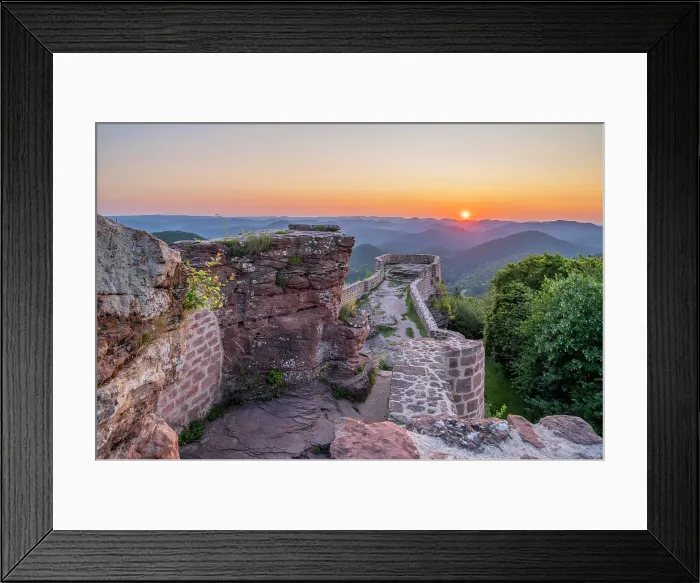 Framed Print : Sunrise above Wegelnburg castle near Nothweiler, Dahner Felsenland, Wasgau, Palatinate Forest, Rhineland-Palatinate, Germany Framed Print : Sunrise above Wegelnburg castle near Nothweiler, Dahner Felsenland, Wasgau, Palatinate Forest, Rhineland-Palatinate, Germany