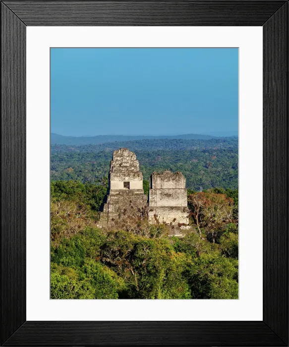 Framed Print : Temples I and II, elevated view, Tikal, Peten Department, Guatemala