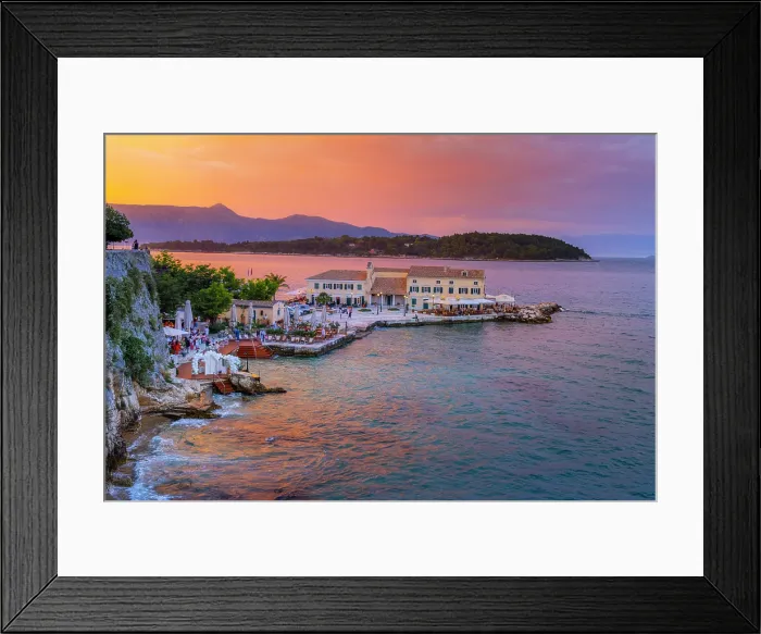 Framed Print : Greece, Ionian Islands, Corfu, Corfu town, Faliraki at dusk Framed Print : Greece, Ionian Islands, Corfu, Corfu town, Faliraki at dusk