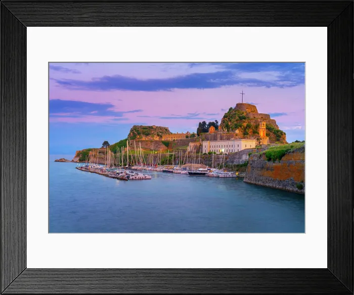 Framed Print : Greece, Ionian Islands, Corfu, Corfu town, The Old Fortress at dusk Framed Print : Greece, Ionian Islands, Corfu, Corfu town, The Old Fortress at dusk