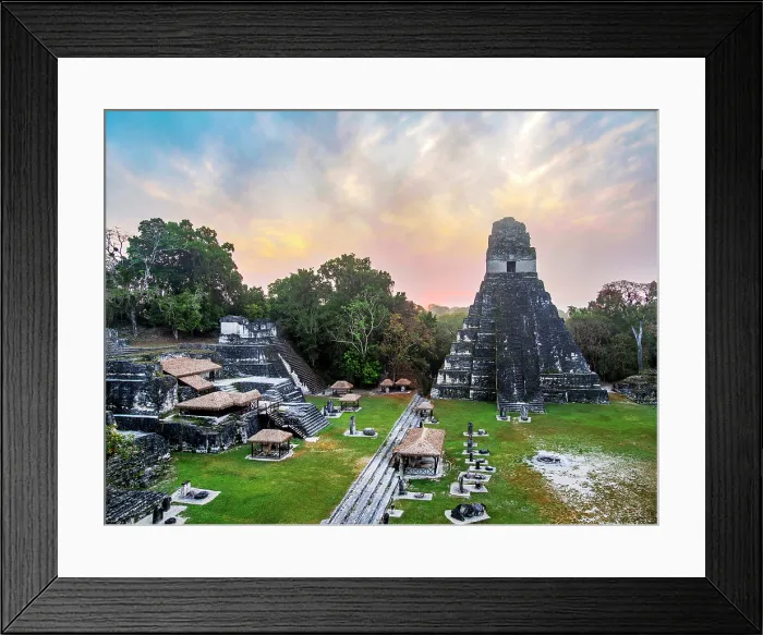 Framed Print : Temple I or Temple of the Great Jaguar at sunrise, elevated view, Tikal, Peten Department, Guatemala Framed Print : Temple I or Temple of the Great Jaguar at sunrise, elevated view, Tikal, Peten Department, Guatemala