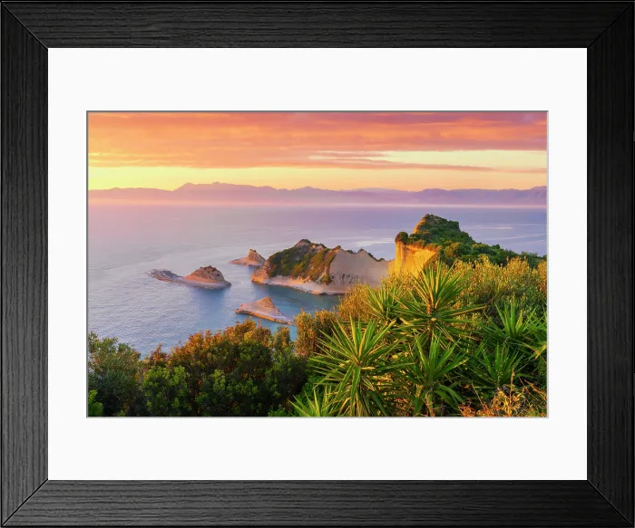 Framed Print : Greece, Ionian Islands, Corfu island, Cap Drastis at sunset Framed Print : Greece, Ionian Islands, Corfu island, Cap Drastis at sunset