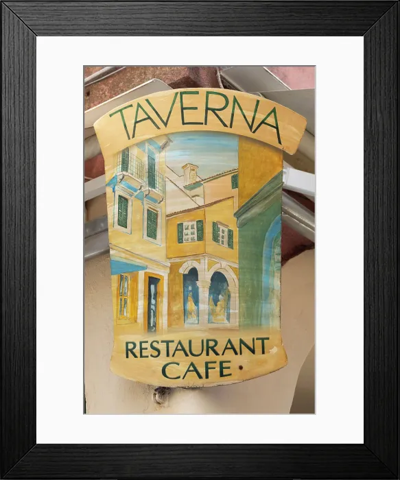 Framed Print : Greece, Ionian Islands, Corfu, Corfu town, Taverna sign Framed Print : Greece, Ionian Islands, Corfu, Corfu town, Taverna sign