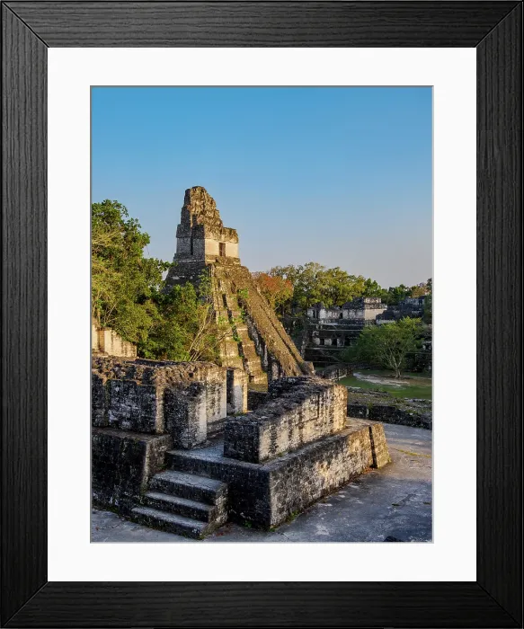 Framed Print : View over the North Acropolis towards Temple I or Temple of the Great Jaguar at sunset, Tikal, Peten Department, Guatemala Framed Print : View over the North Acropolis towards Temple I or Temple of the Great Jaguar at sunset, Tikal, Peten Department, Guatemala
