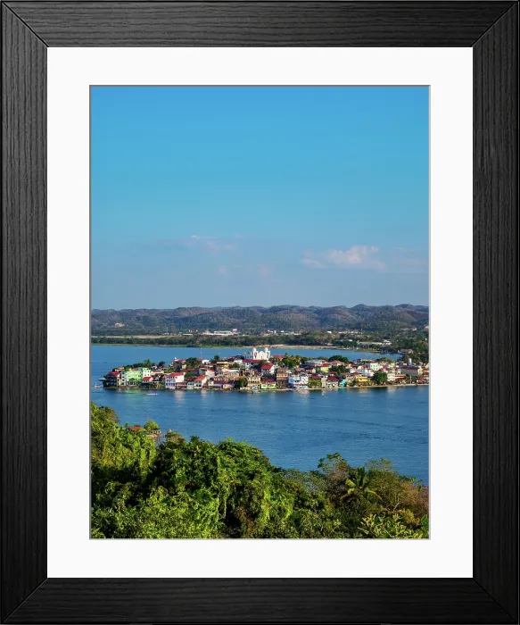 Framed Print : Flores Island, elevated view, Peten Department, Guatemala Framed Print : Flores Island, elevated view, Peten Department, Guatemala