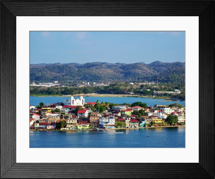 Framed Print : Flores Island, elevated view, Peten Department, Guatemala Framed Print : Flores Island, elevated view, Peten Department, Guatemala