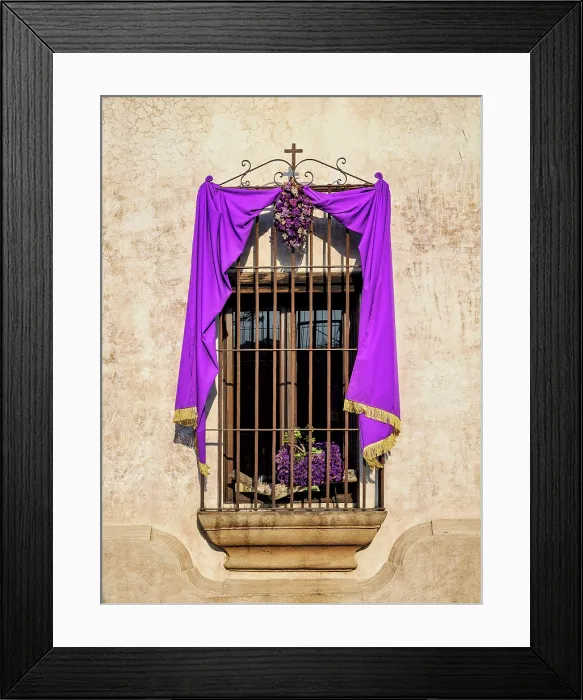 Framed Print : Window decorated for the Holy Week, Antigua Guatemala, Sacatepequez Department, Guatemala Framed Print : Window decorated for the Holy Week, Antigua Guatemala, Sacatepequez Department, Guatemala