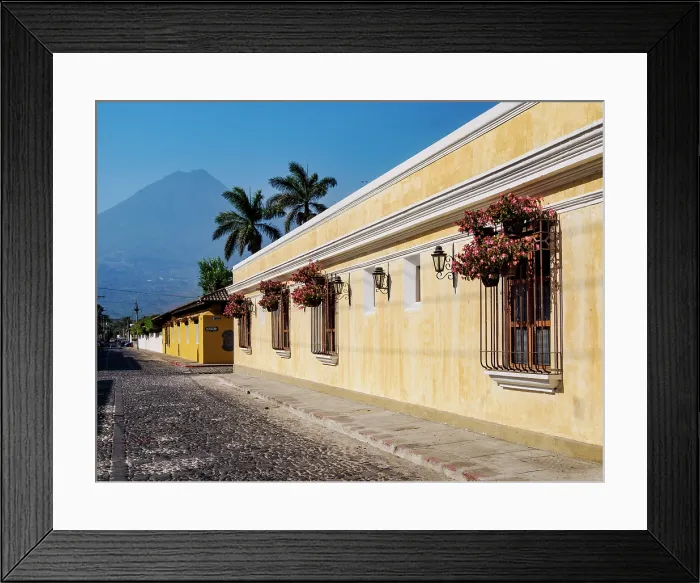 Framed Print : Street of Antigua Guatemala with Agua Volcano in the background, Sacatepequez Department, Guatemala Framed Print : Street of Antigua Guatemala with Agua Volcano in the background, Sacatepequez Department, Guatemala