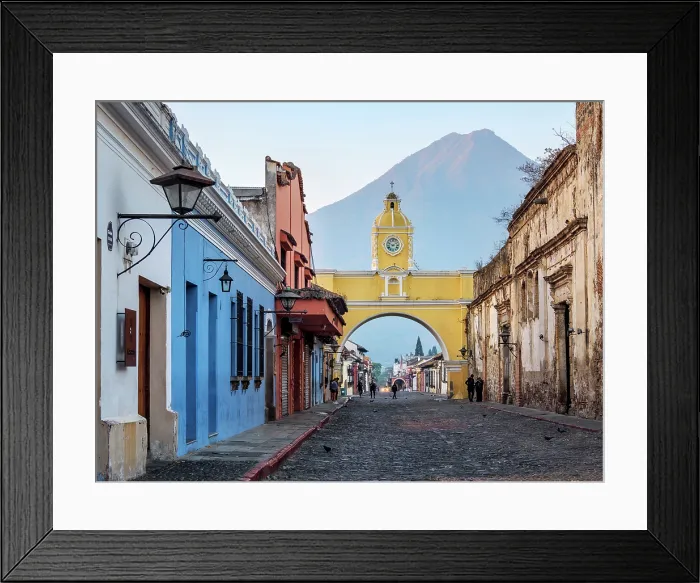 Framed Print : St. Catalina's Arch and Agua Volcano at sunrise, Antigua Guatemala, Sacatepequez Department, Guatemala Framed Print : St. Catalina's Arch and Agua Volcano at sunrise, Antigua Guatemala, Sacatepequez Department, Guatemala