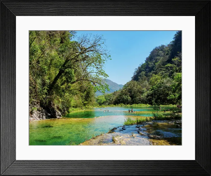 Framed Print : Natural Pools at Cahabon River, Semuc Champey Natural Monument, Lanquin, Alta Verapaz Department, Guatemala