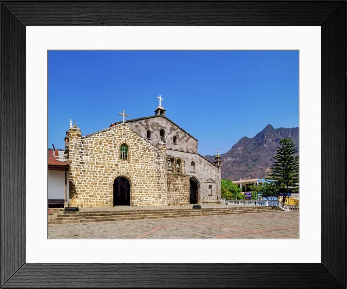 Framed Print : Church of San Juan, Rostro Maya or Indian Nose in the background, San Juan La Laguna, Solola Department, Guatemala Framed Print : Church of San Juan, Rostro Maya or Indian Nose in the background, San Juan La Laguna, Solola Department, Guatemala