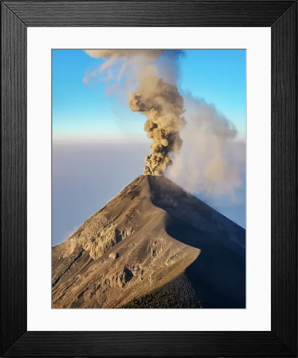 Framed Print : Fuego Volcano seen from the top of Acatenango at sunrise, borders of Chimaltenango, Escuintla and Sacatepequez departments, Guatemala Framed Print : Fuego Volcano seen from the top of Acatenango at sunrise, borders of Chimaltenango, Escuintla and Sacatepequez departments, Guatemala