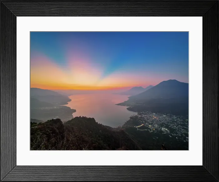 Framed Print : Lake Atitlan seen from Rostro Maya or Indian Nose at dawn, Solola Department, Guatemala Framed Print : Lake Atitlan seen from Rostro Maya or Indian Nose at dawn, Solola Department, Guatemala