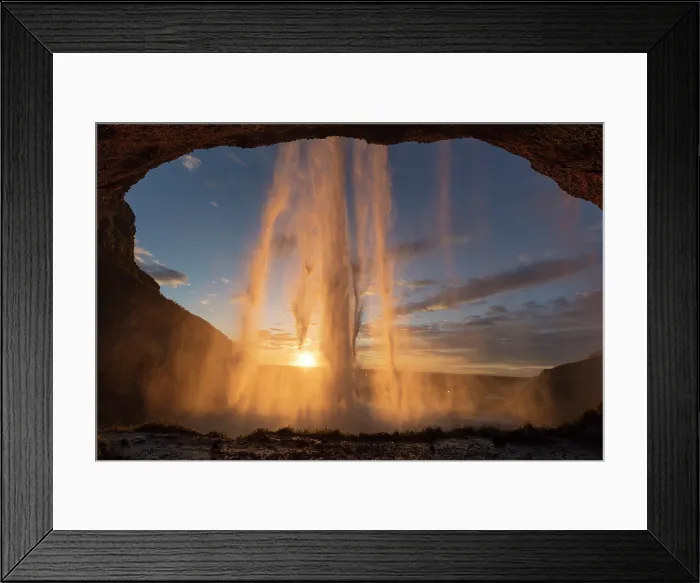 Framed Print : Iceland, South Iceland, Suðurland, Vatnajökull National Park, Seljalandsfoss Waterfall, Seljalandsfoss waterfall at sunset Framed Print : Iceland, South Iceland, Suðurland, Vatnajökull National Park, Seljalandsfoss Waterfall, Seljalandsfoss waterfall at sunset
