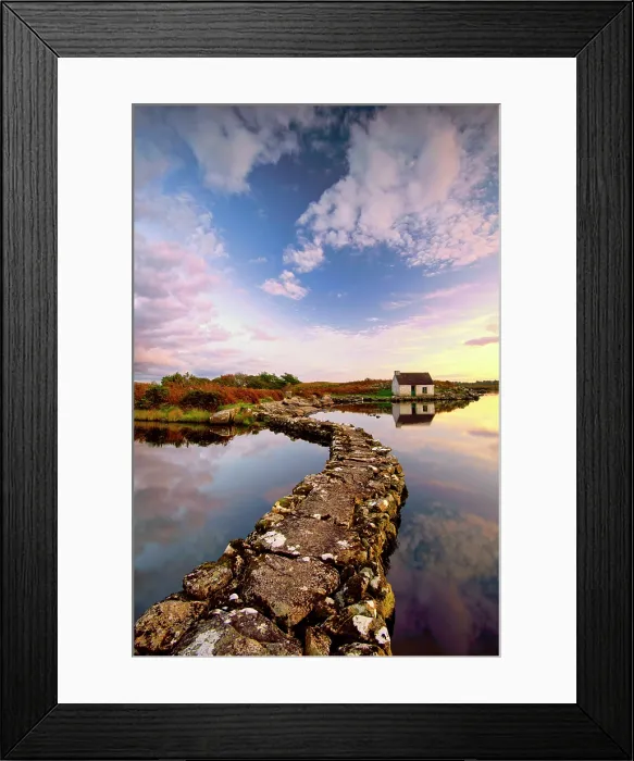 Framed Print : Screebe Fishing Hut at Sunset, Connemara, County Galway, Ireland