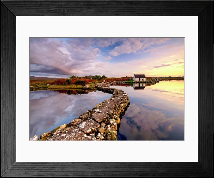 Framed Print : Screebe Fishing Hut at Sunset, Connemara, County Galway, Ireland Framed Print : Screebe Fishing Hut at Sunset, Connemara, County Galway, Ireland