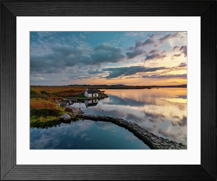 Framed Print : Screebe Fishing Hut at Sunset, Connemara, County Galway, Ireland Framed Print : Screebe Fishing Hut at Sunset, Connemara, County Galway, Ireland