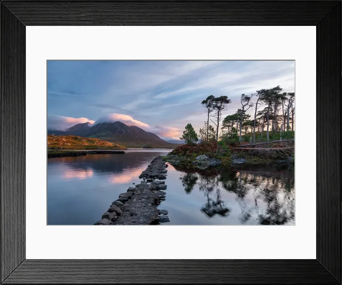 Framed Print : Pine Island at Sunrise, Derryclare Lough, County Galway, Ireland Framed Print : Pine Island at Sunrise, Derryclare Lough, County Galway, Ireland
