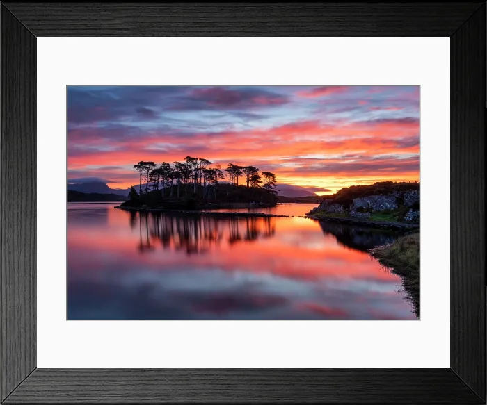 Framed Print : Pine Island at Sunrise, Derryclare Lough, County Galway, Ireland