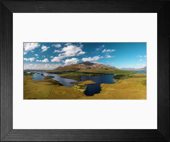 Framed Print : Aerial View over Derryclare Lough, Connemara, County Galway, Ireland Framed Print : Aerial View over Derryclare Lough, Connemara, County Galway, Ireland