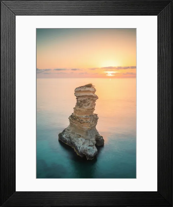 Framed Print : The Sea stacks of Sant'Andrea at sunrise, Torre dell'Orso, Salento peninsula, Province of Lecce, Apulia, Italy Framed Print : The Sea stacks of Sant'Andrea at sunrise, Torre dell'Orso, Salento peninsula, Province of Lecce, Apulia, Italy