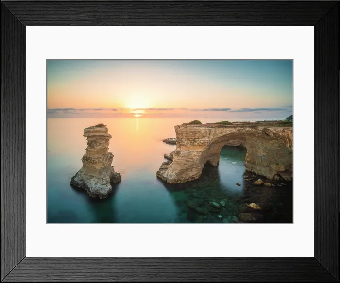 Framed Print : The Sea stacks of Sant'Andrea at sunrise, Torre dell'Orso, Salento peninsula, Province of Lecce, Apulia, Italy Framed Print : The Sea stacks of Sant'Andrea at sunrise, Torre dell'Orso, Salento peninsula, Province of Lecce, Apulia, Italy